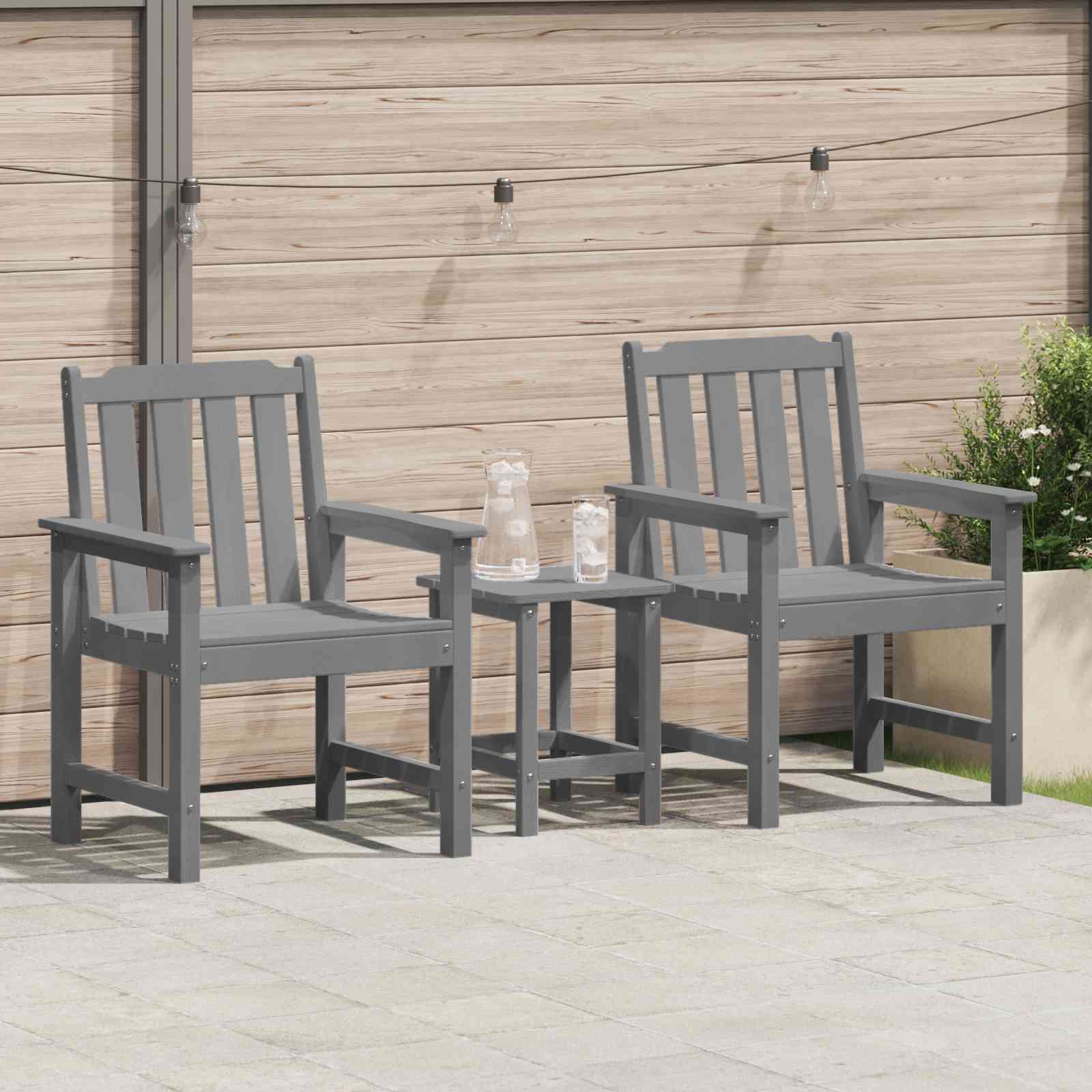 Gartenstühle 2 Stk Hellgrau HDPE Gartenstühle 2 Stk Hellgrau HDPE