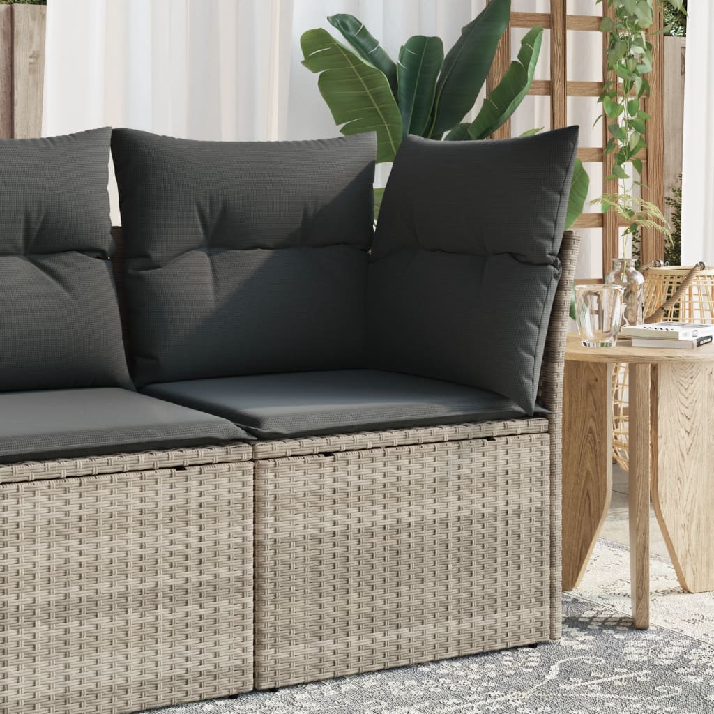 Garten-Ecksofa mit Kissen Hellgrau Poly Rattan Garten-Ecksofa mit Kissen Hellgrau Poly Rattan