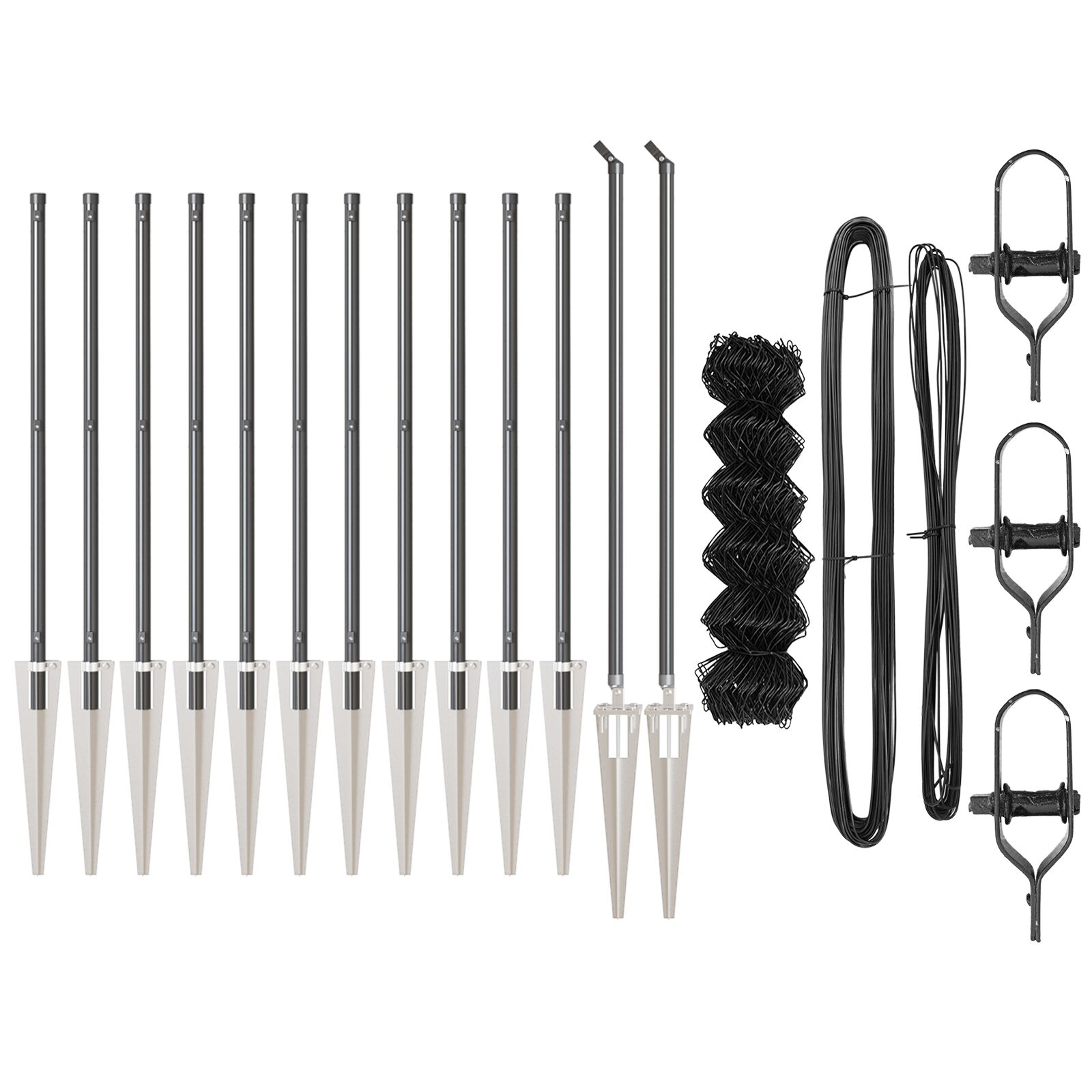 Kettengliedzaun mit 13 Spikepfosten 0,4 x 25 m verzinktem Stahl