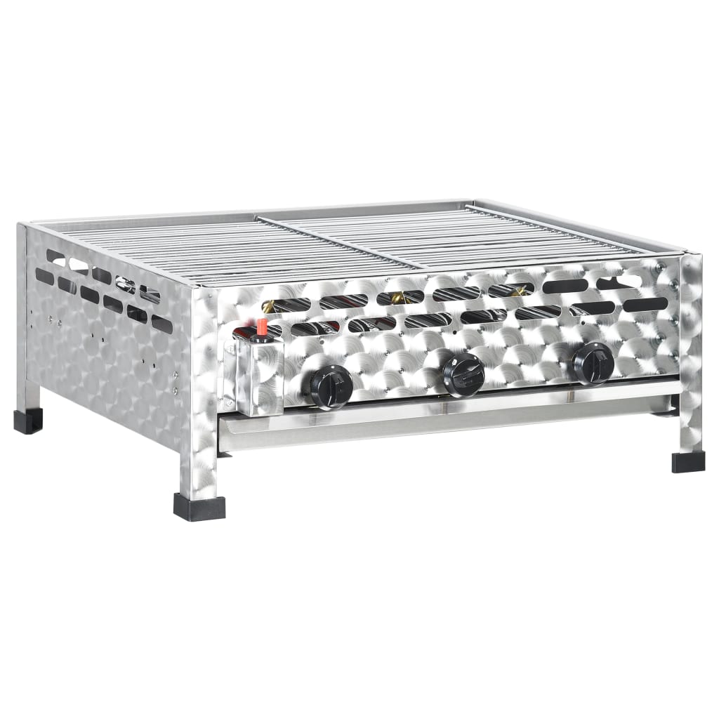 vidXL Gastro-Gasgrill 3 Flammen Edelstahl Silbern