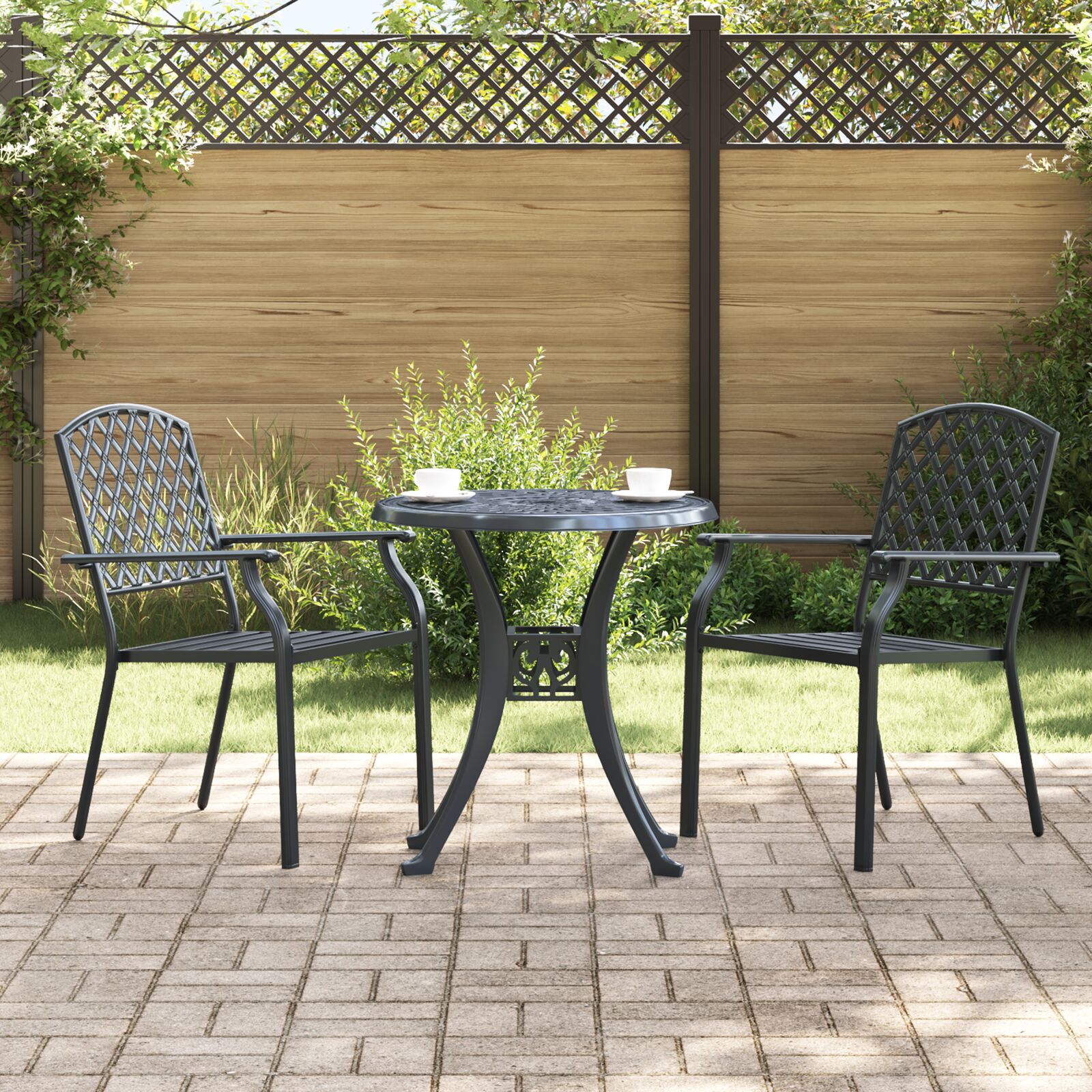 vidaXL Gartenstühle 2 Stück Stapelbar Anthrazit Stahl vidaXL Gartenstühle 2 Stück Stapelbar Anthrazit Stahl