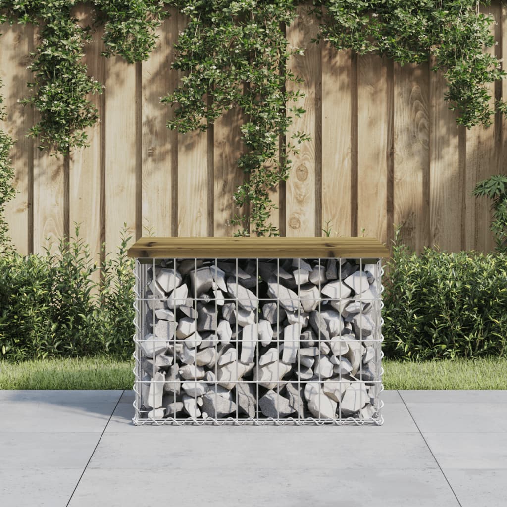 Gartenbank aus Gabionen 63x44x42 cm Kiefernholz Imprägniert Gartenbank aus Gabionen 63x44x42 cm Kiefernholz Imprägniert
