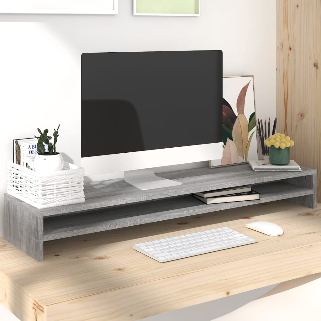 Monitorständer Grau Sonoma 100x24x13 cm Holzwerkstoff Monitorständer Grau Sonoma 100x24x13 cm Holzwerkstoff