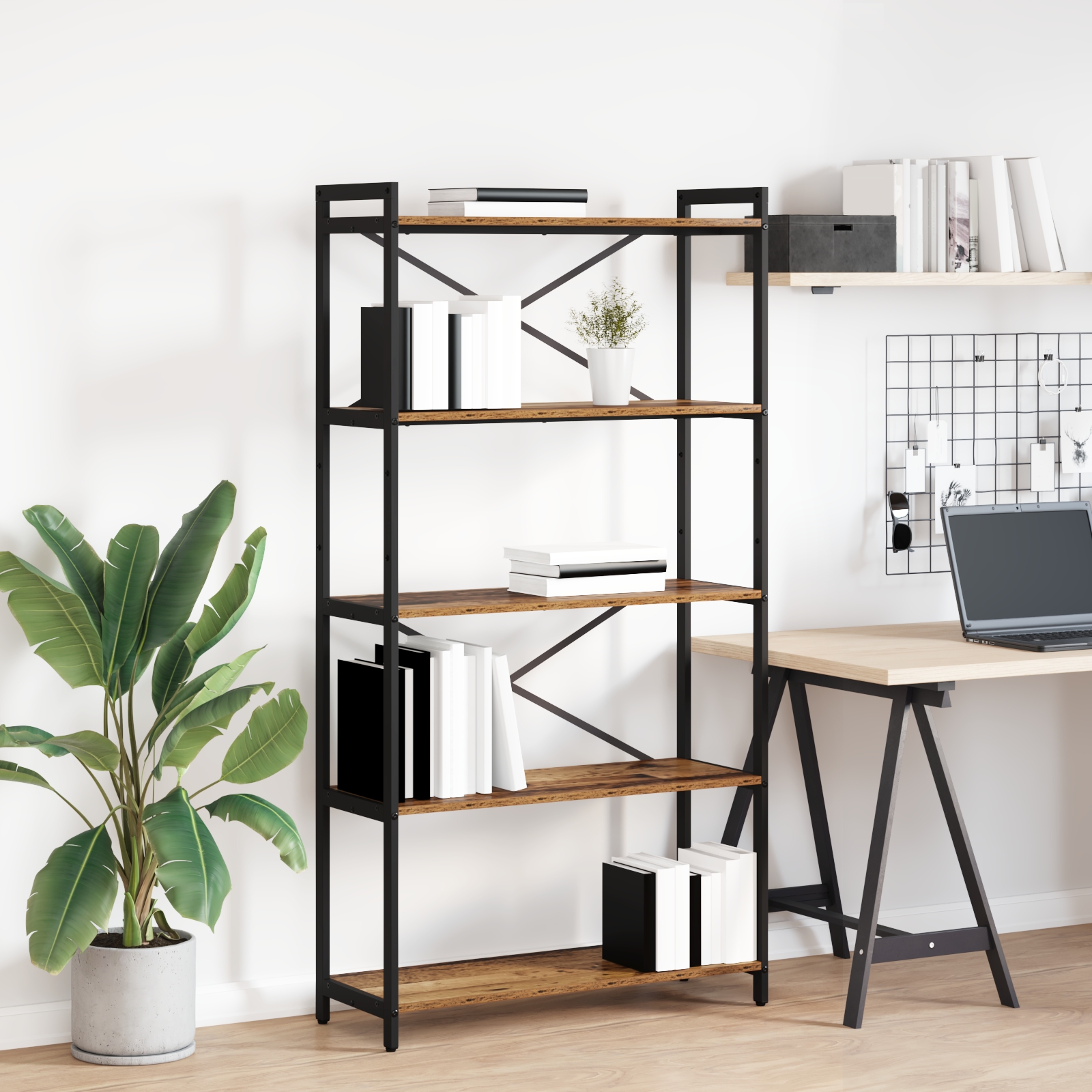 Bücherregal Altholz 80 x 30 x 153 cm Holz und Stahl