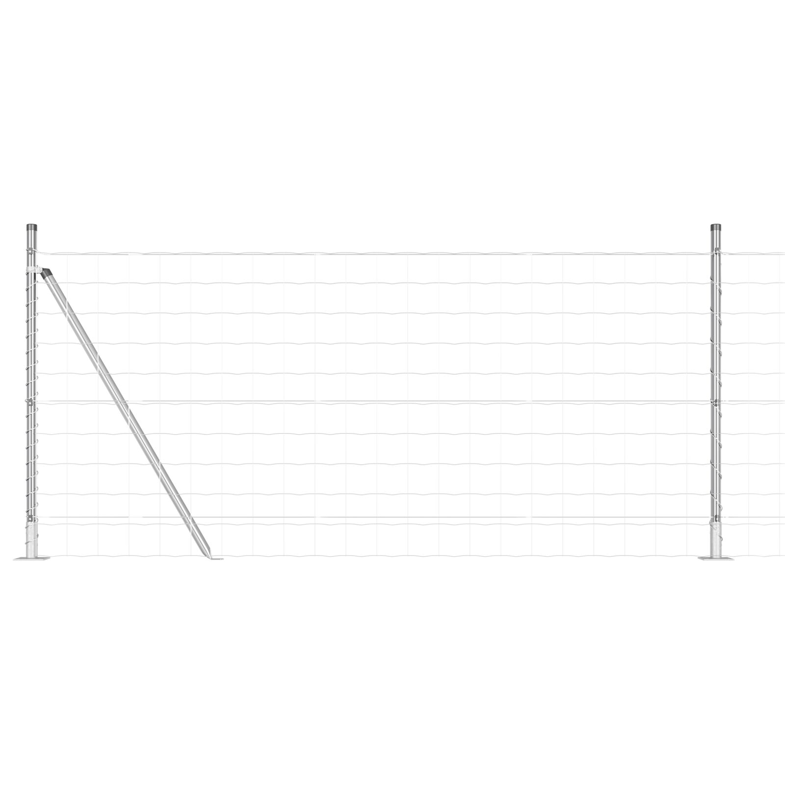 Eurozaun mit 7 Flanschpfosten 1x10 m verzinkter Stahl