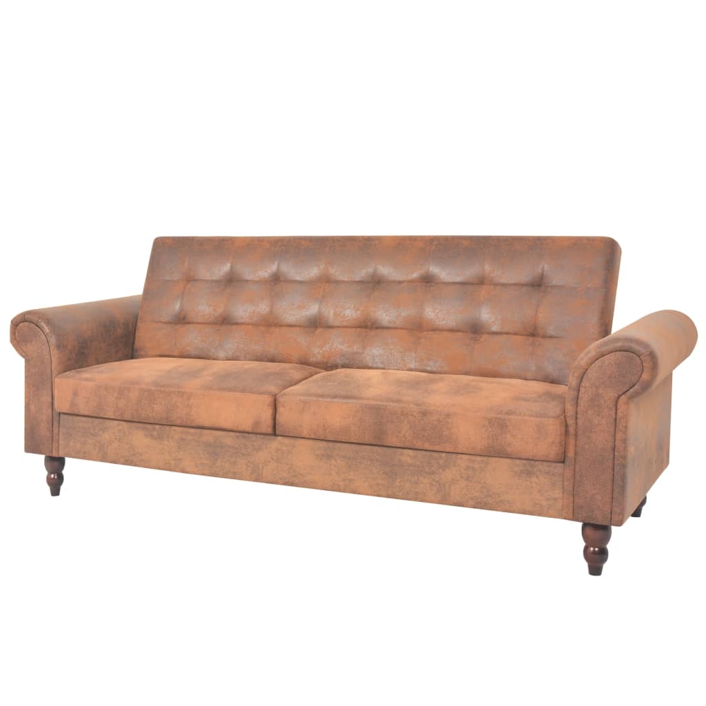 2-Sitzer Schlafsofa mit Armlehnen Künstliches Wildleder Braun 2-Sitzer Schlafsofa mit Armlehnen Künstliches Wildleder Braun