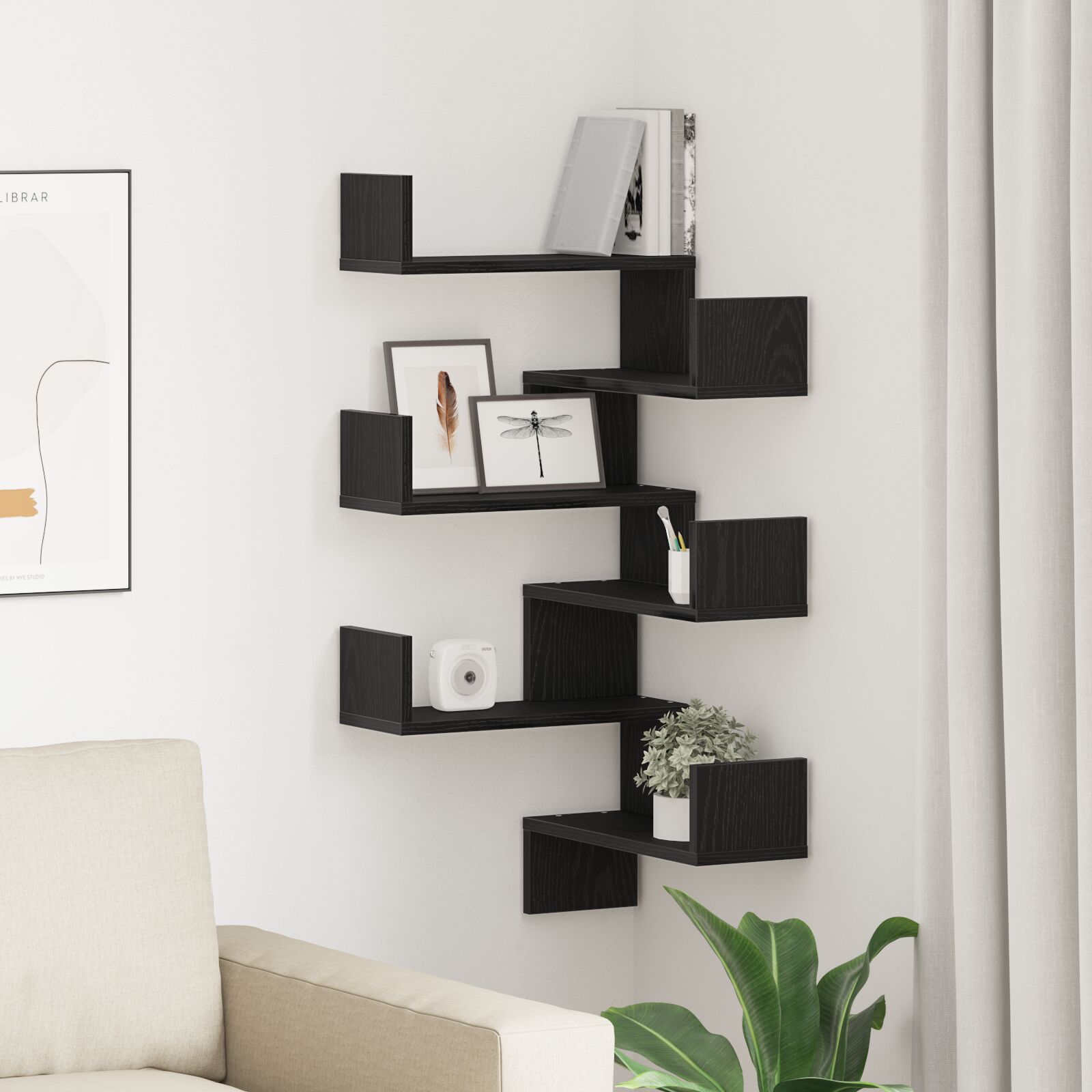 vidaXL Wandregale 2er Set Schwarz Eiche 40x40x49,5 cm Holzwerkstoff