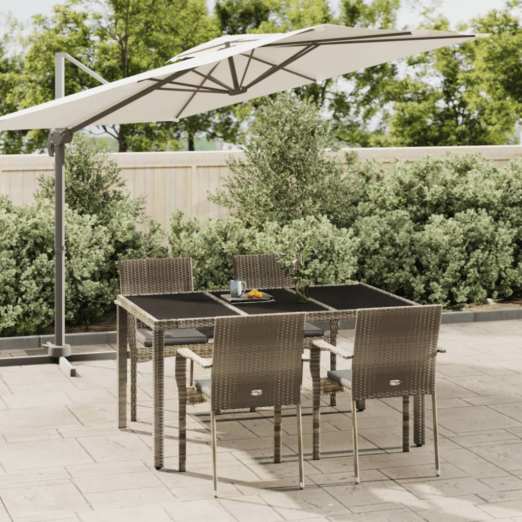 5-tlg. Garten-Essgruppe mit Kissen Grau Poly Rattan 5-tlg. Garten-Essgruppe mit Kissen Grau Poly Rattan