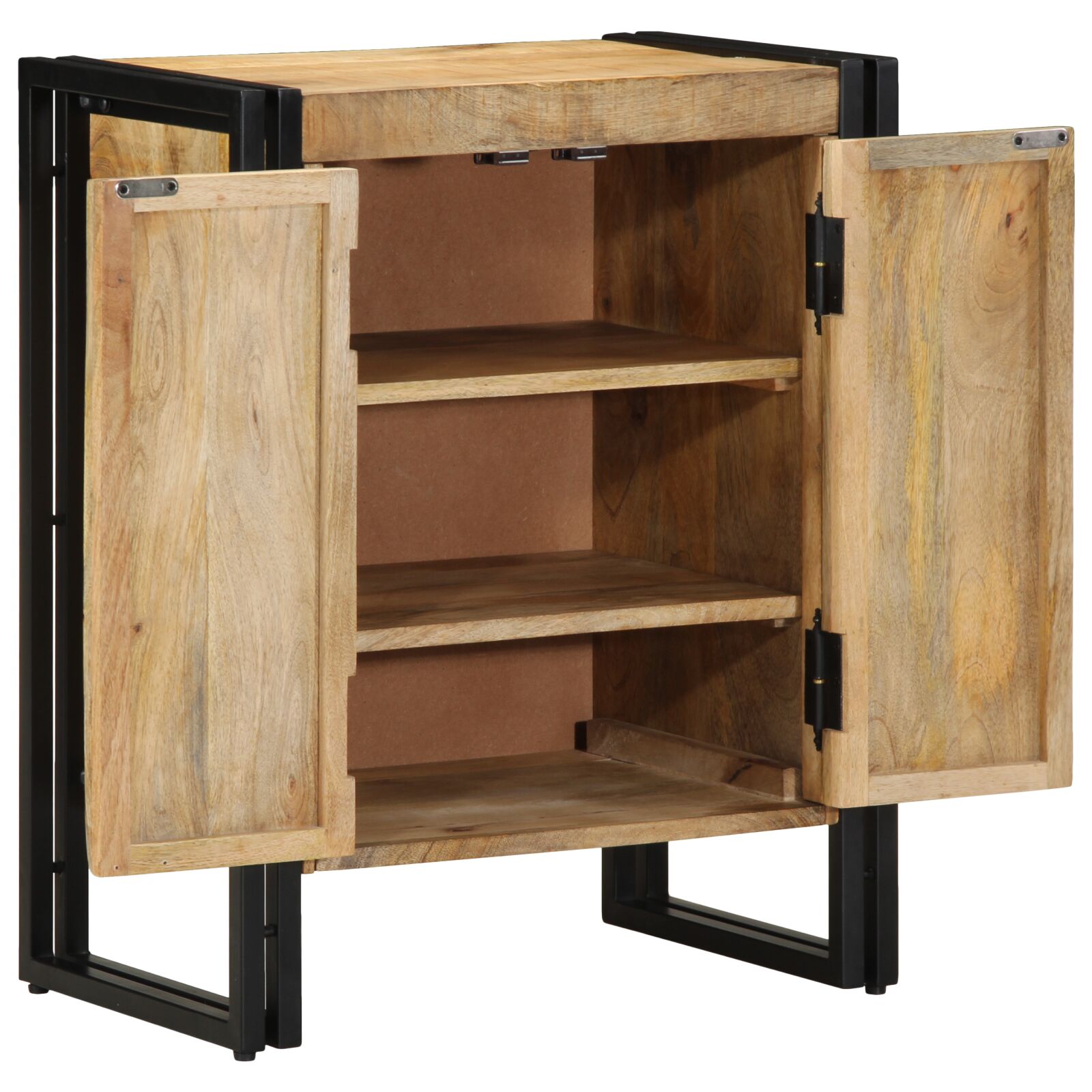 vidaXL Schuhschrank Schwarz 30x30x40 cm Aus massivem Mango-Holz und Stahl