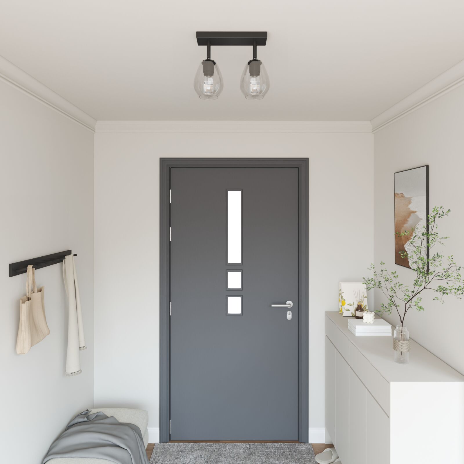 Deckenlampen mit verstellbarem Glasschirm Anthrazit E27