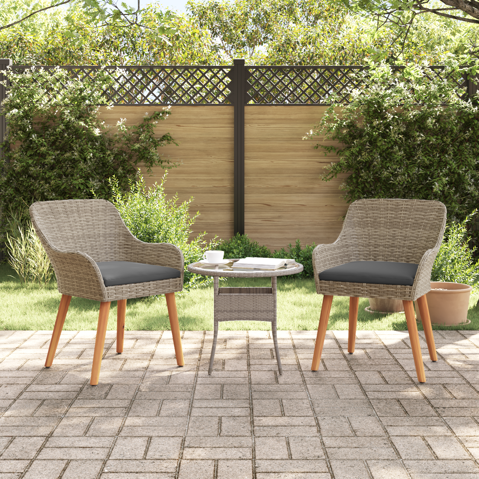 Gartenstühle mit Kissen 2 Stück Schwarz Poly Rattan Gartenstühle mit Kissen 2 Stück Schwarz Poly Rattan