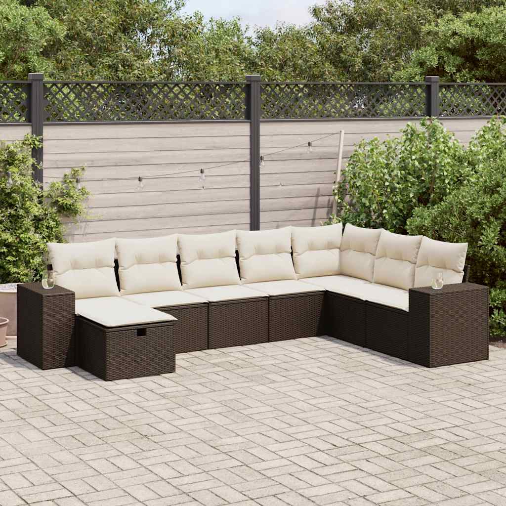 8-tlg. Garten-Sofagarnitur mit Kissen Braun Poly Rattan 8-tlg. Garten-Sofagarnitur mit Kissen Braun Poly Rattan
