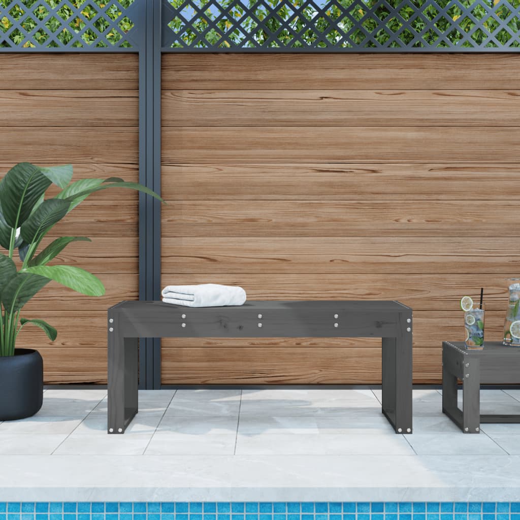Gartenbank Grau 110x38x45 cm Massivholz Kiefer Gartenbank Grau 110x38x45 cm Massivholz Kiefer