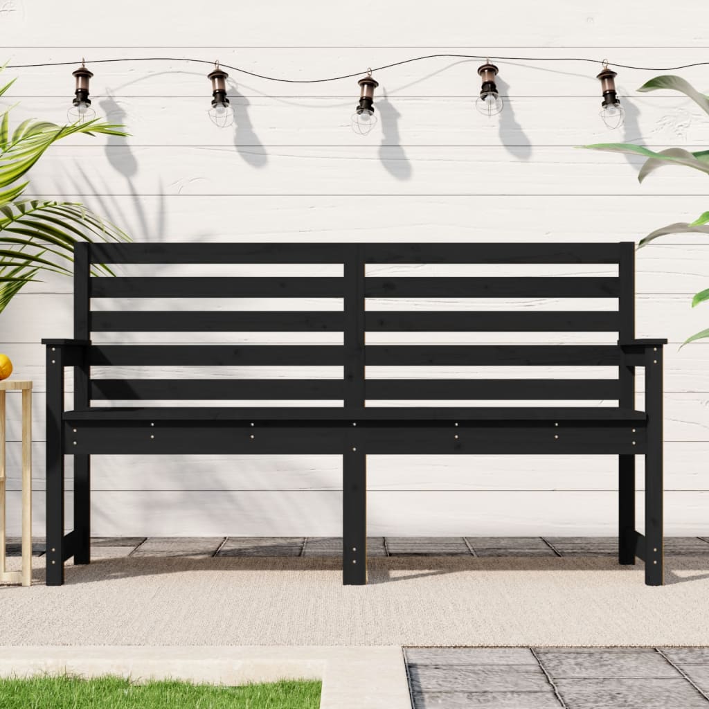 Gartenbank Schwarz 159,5x48x91,5 cm Massivholz Kiefer Gartenbank Schwarz 159,5x48x91,5 cm Massivholz Kiefer