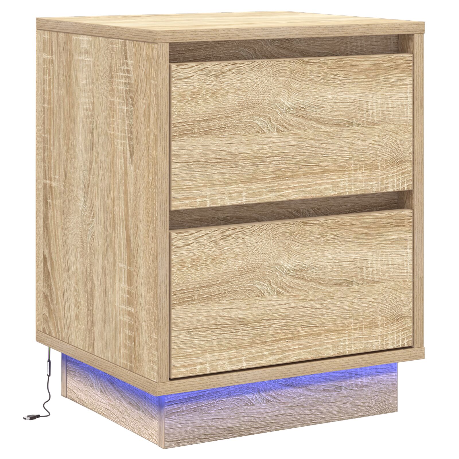 Nachttisch mit LED-Lichtern Sonoma Eiche 39x34,5x50 cm