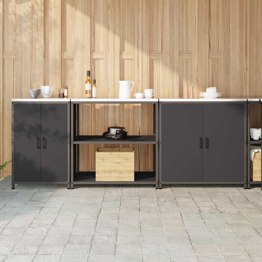 Küchenaufbewahrungsset mit Regal Sonstiges 3 pcs Schwarz 210 x 50 x 92 cm