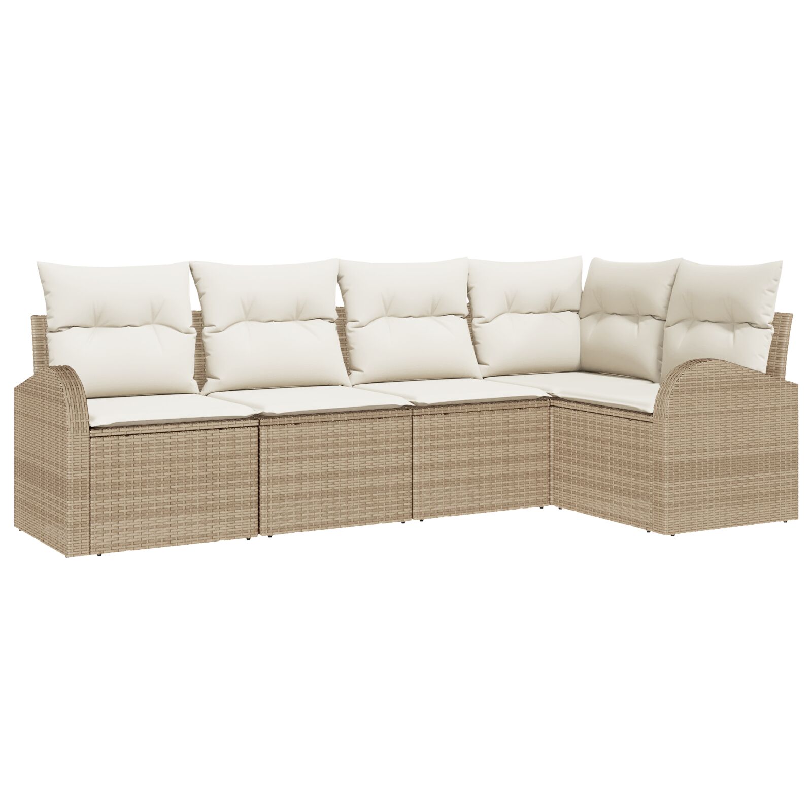 5-teiliges Garten Sofa Set mit Kissen Beige Poly Rattan, 2-Sitzer Garten Sofa mit Stauraum & Kissen Beige Poly Rattan 5-teiliges Garten Sofa Set mit Kissen Beige Poly Rattan, 2-Sitzer Garten Sofa mit Stauraum & Kissen Beige Poly Rattan
