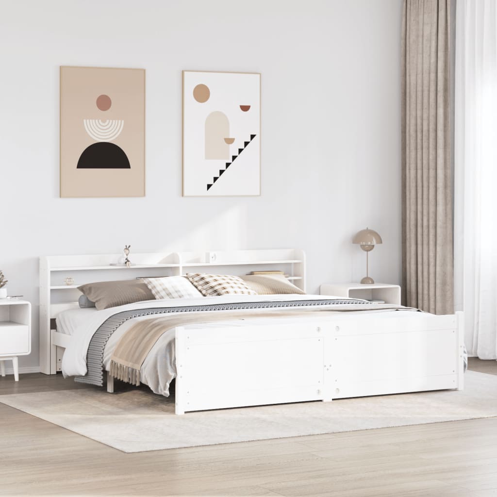 Bettgestell mit Kopfteil ohne Matratze Weiß 180x200 cm