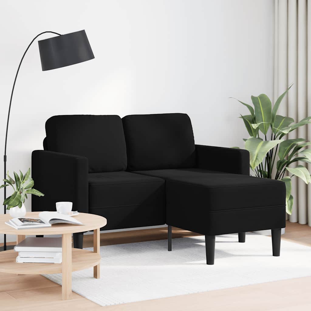 2-Sitzer-Sofa mit Chaiselongue L-Form Schwarz 125 cm Samt 2-Sitzer-Sofa mit Chaiselongue L-Form Schwarz 125 cm Samt