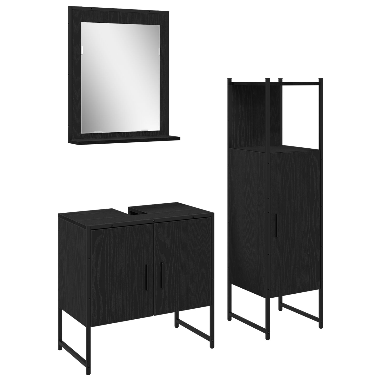 3tlg. Badschrank-Set Schwarze Eiche Holzwerkstoff