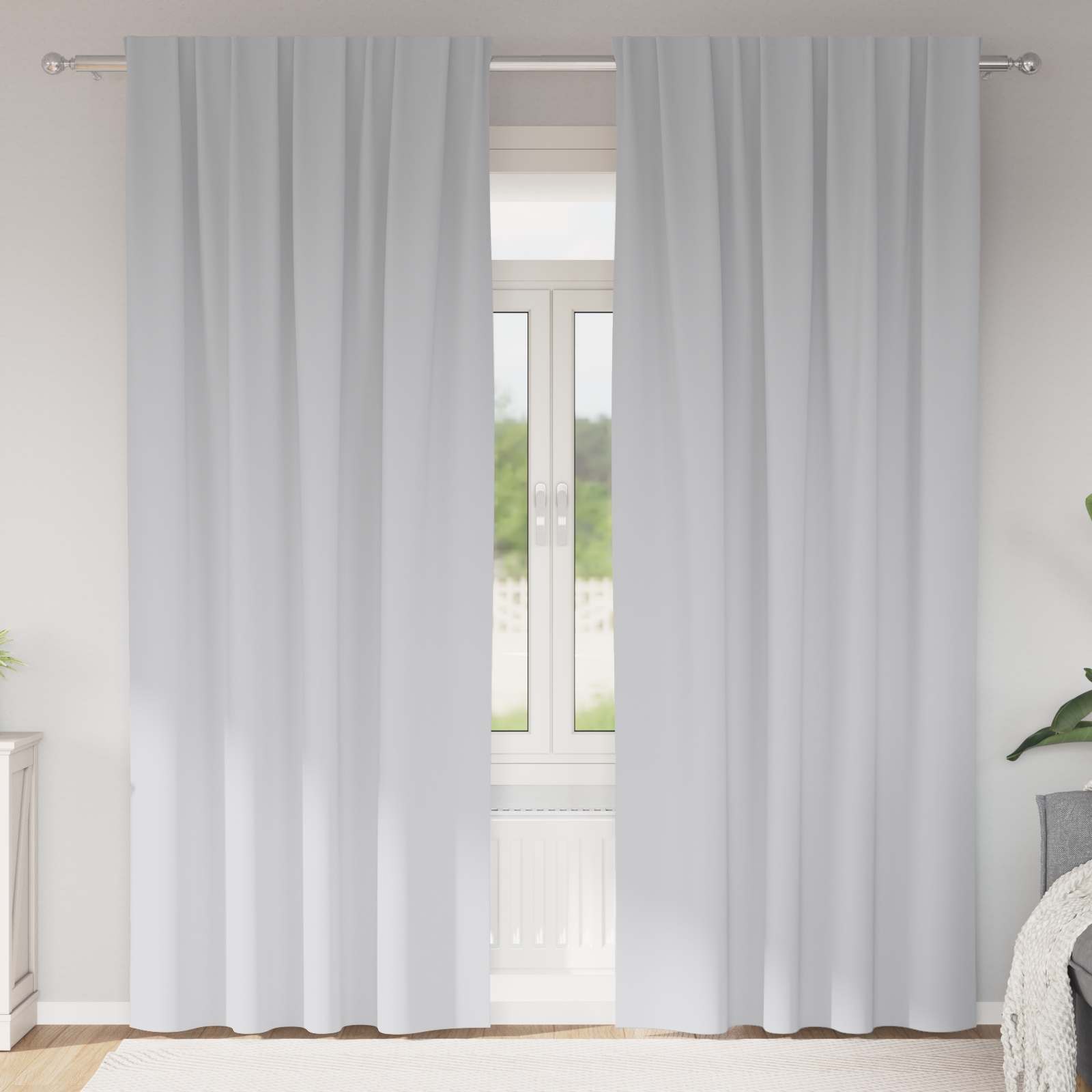 Vorhänge mit Vorhängen 2 pcs Hellgrau 225 x 140 cm Polyester