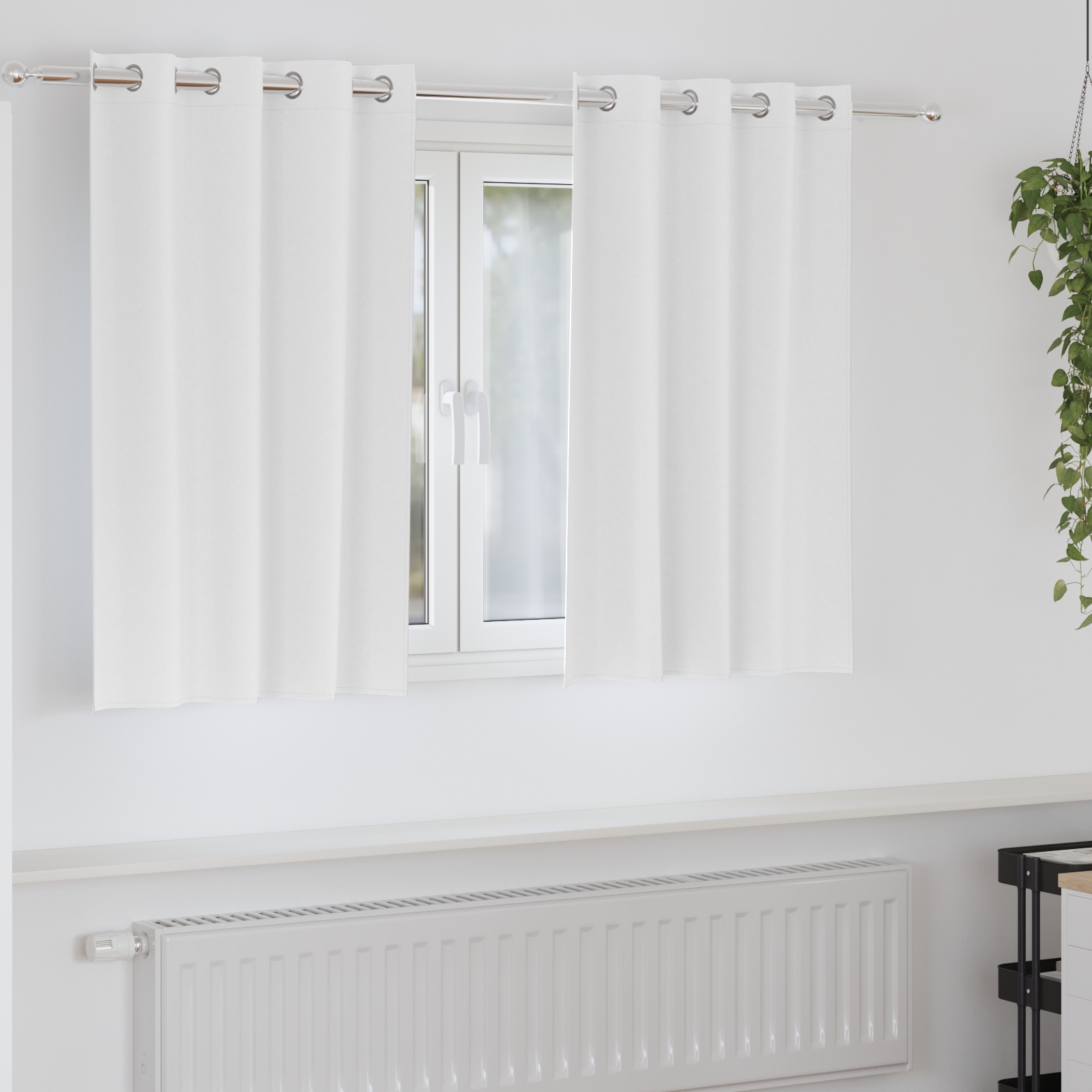 Vorhänge mit Vorhängen 2 pcs Reinweiß 140 x 140 cm Polyester
