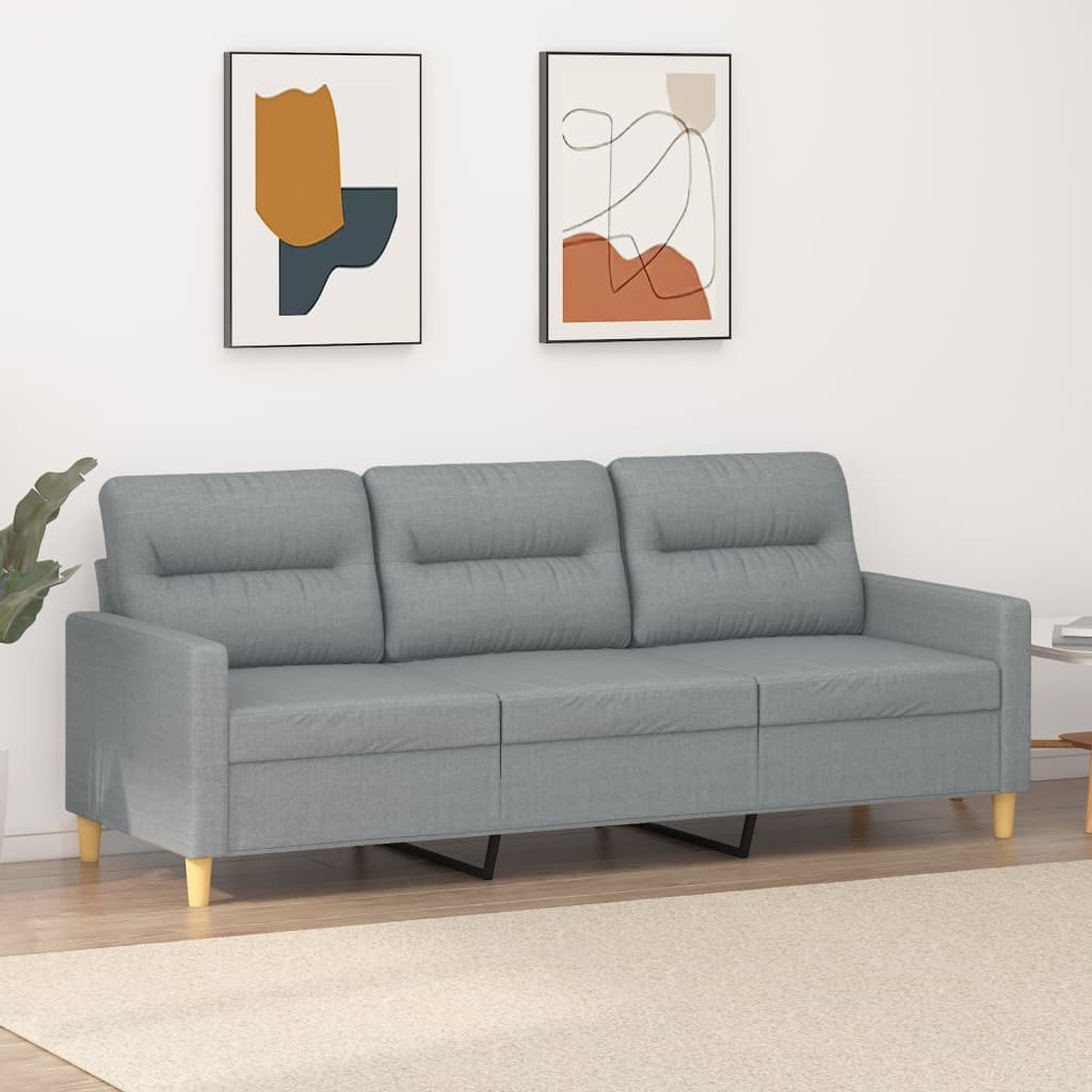 3-Sitzer-Sofa Hellgrau 180 cm Stoff 3-Sitzer-Sofa Hellgrau 180 cm Stoff