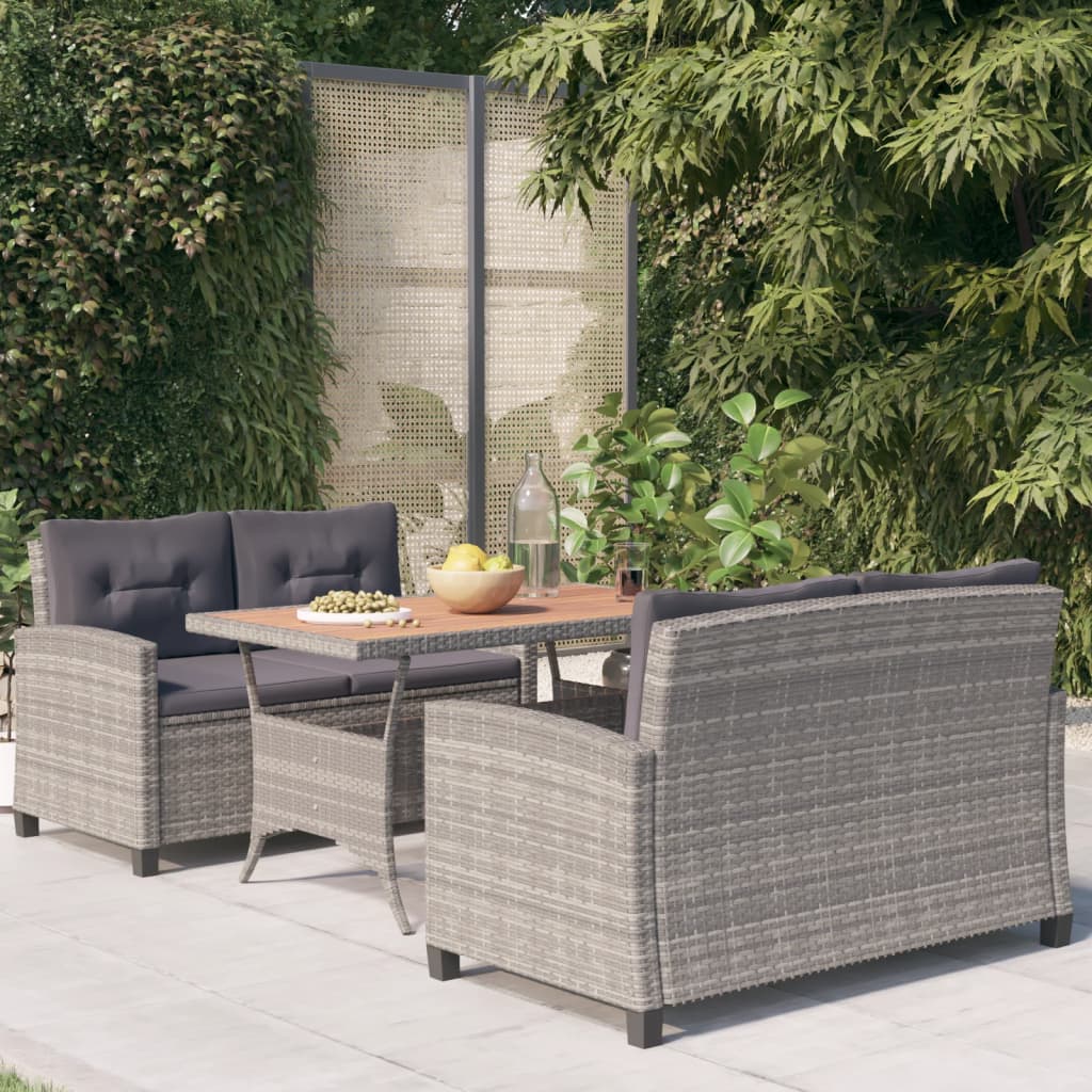 3-tlg. Garten-Essgruppe Poly Rattan & Massivholz Akazie 3-tlg. Garten-Essgruppe Poly Rattan & Massivholz Akazie
