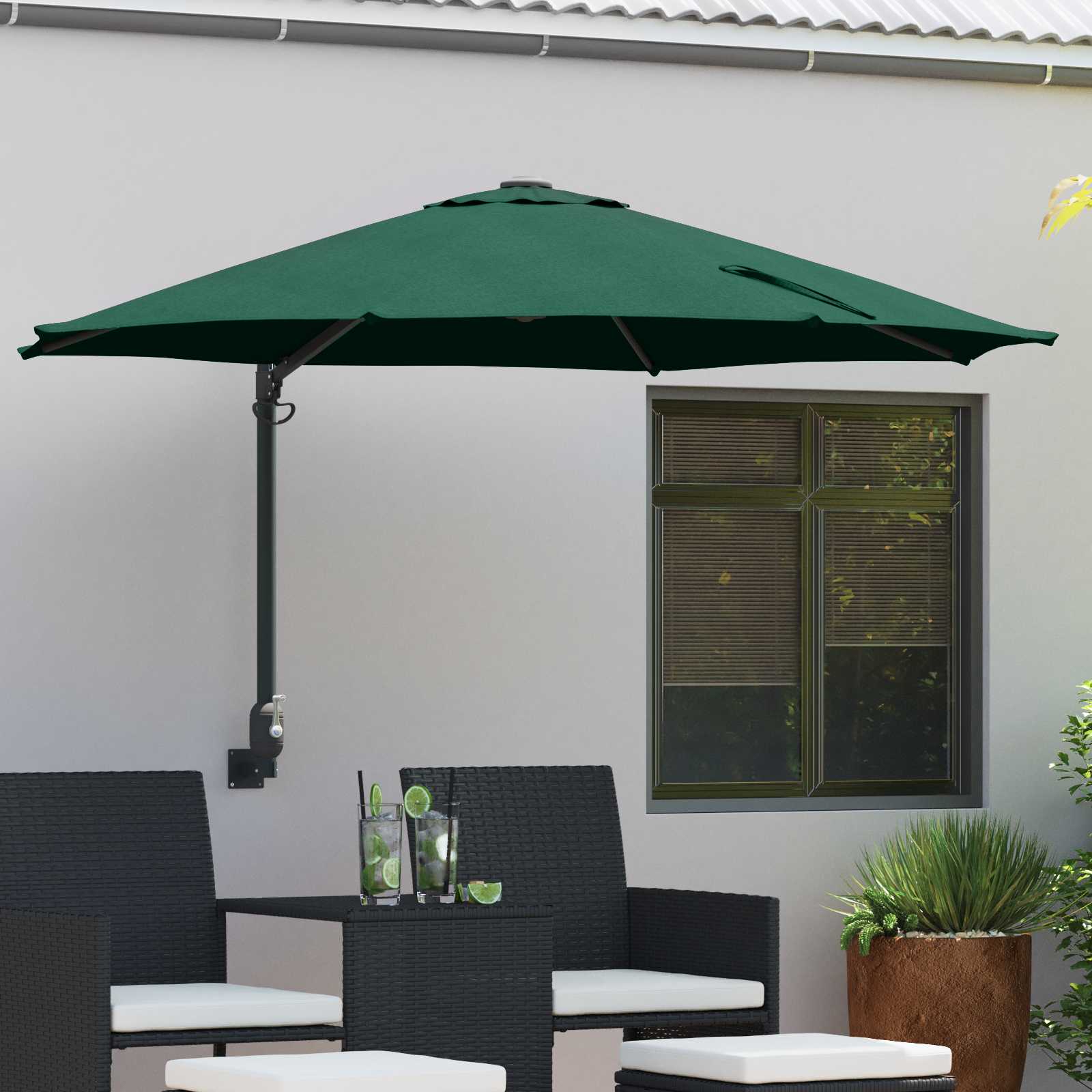 großer grüner Patio-Regenschirm Metall, Polyester Groß Kippbar