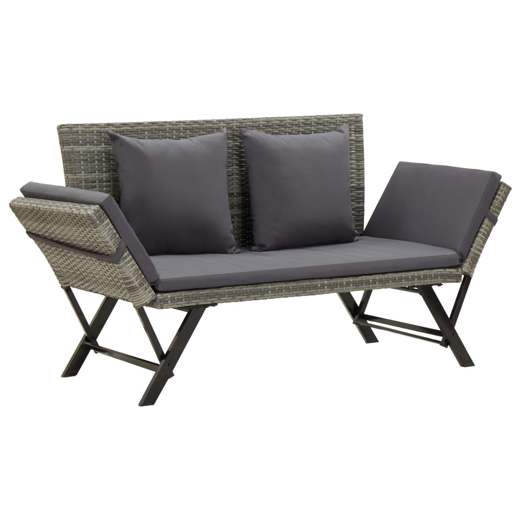 Gartenbank mit Auflagen 176 cm Grau Poly Rattan Gartenbank mit Auflagen 176 cm Grau Poly Rattan