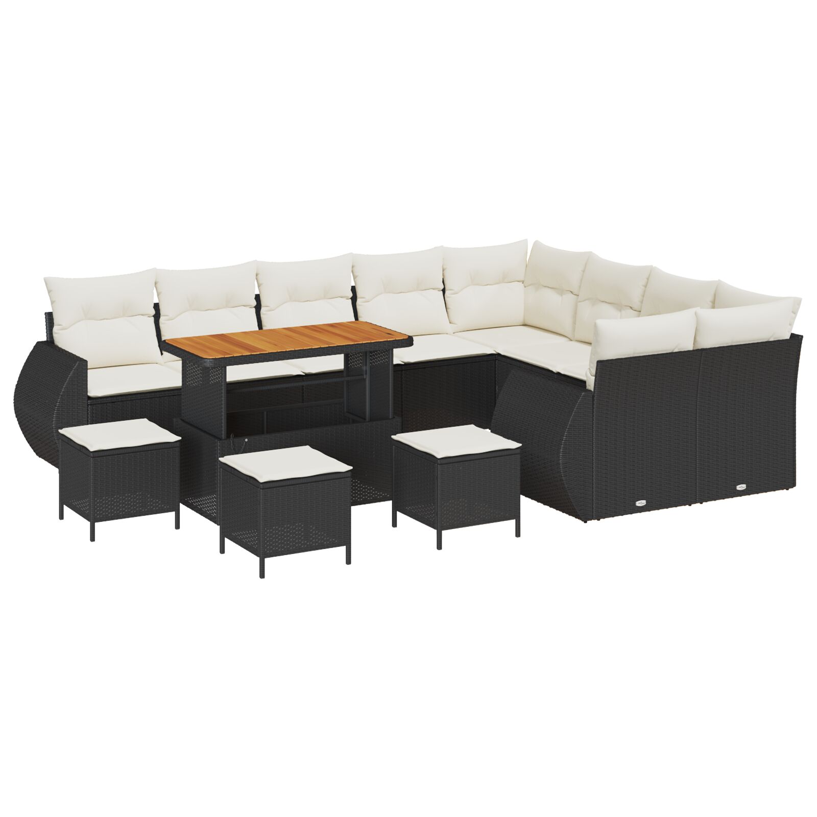 13-teiliges Garten-Sofa-Set mit Kissen Schwarz Poly-Rattan Akazie, 4-teiliges Garten-Ess-Set mit Kissen Schwarz Poly-Rattan Akazie 13-teiliges Garten-Sofa-Set mit Kissen Schwarz Poly-Rattan Akazie, 4-teiliges Garten-Ess-Set mit Kissen Schwarz Poly-Rattan Akazie