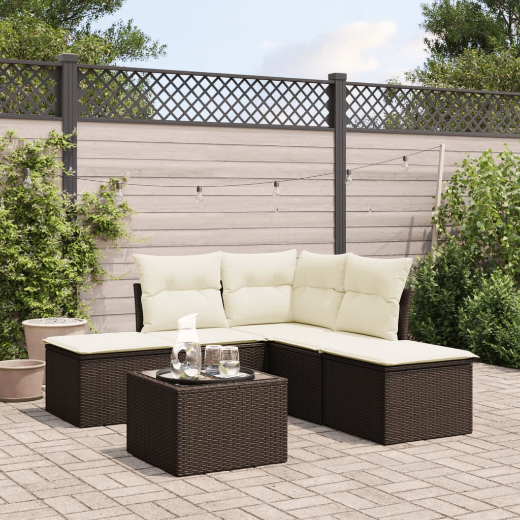6-tlg. Garten-Sofagarnitur mit Kissen Braun Poly Rattan 6-tlg. Garten-Sofagarnitur mit Kissen Braun Poly Rattan