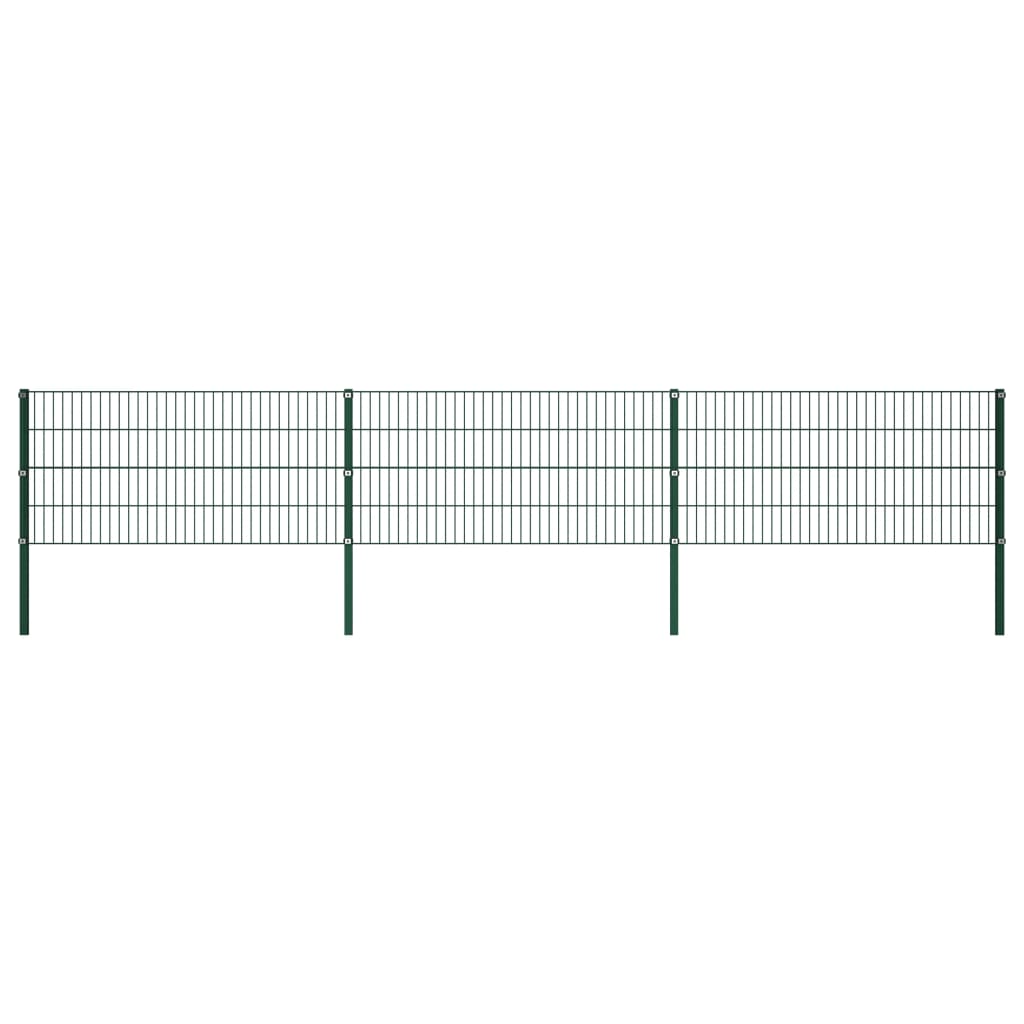 Zaunfeld mit Pfosten Eisen 5,1 x 0,8 m Grün