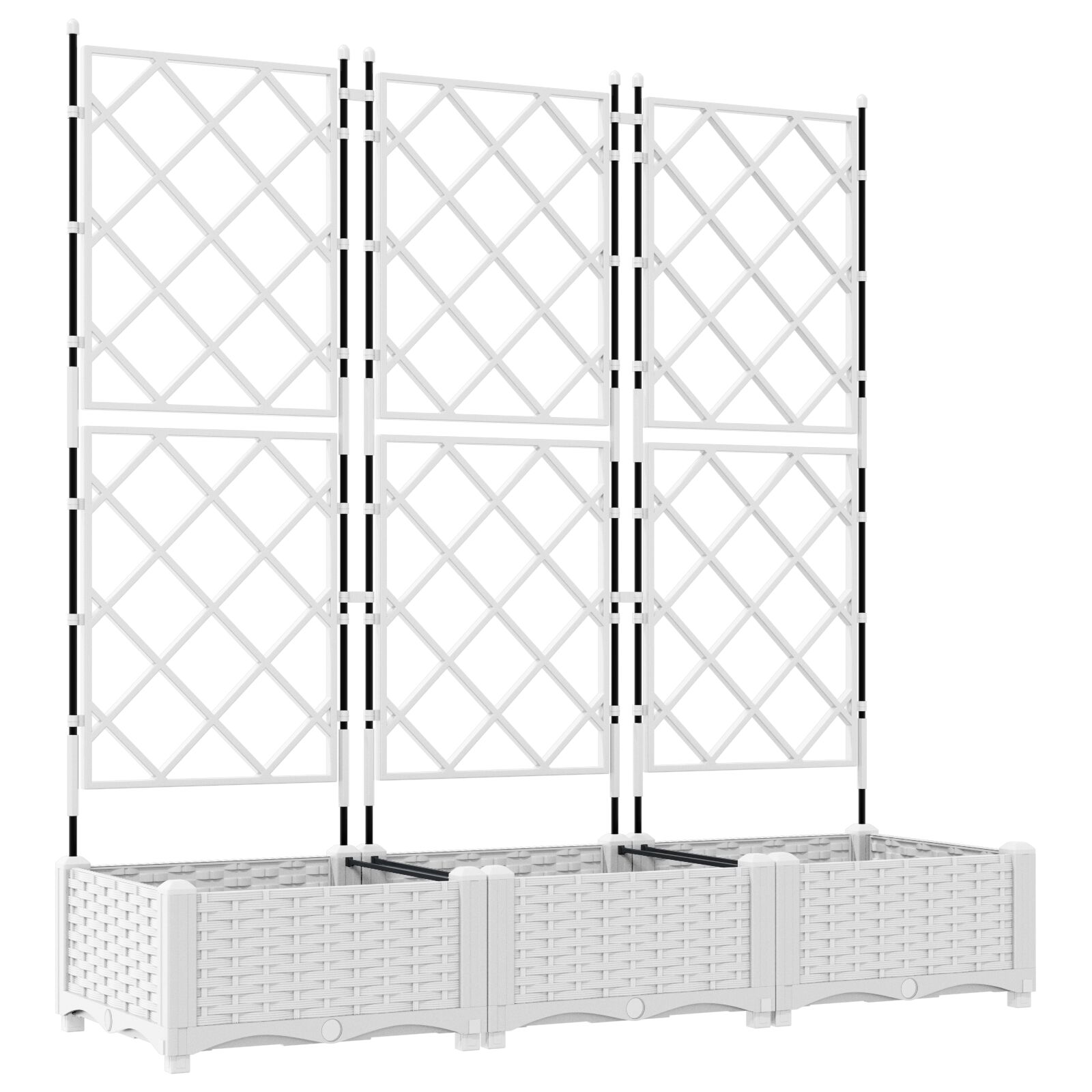 Garten Pflanzer mit Spalier 3-teilig Weiß 120x40x125.5 cm
