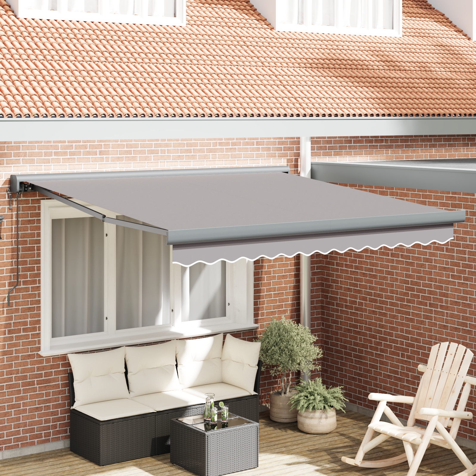 Automatische einziehbare Markise Hellgrau 300x250 cm