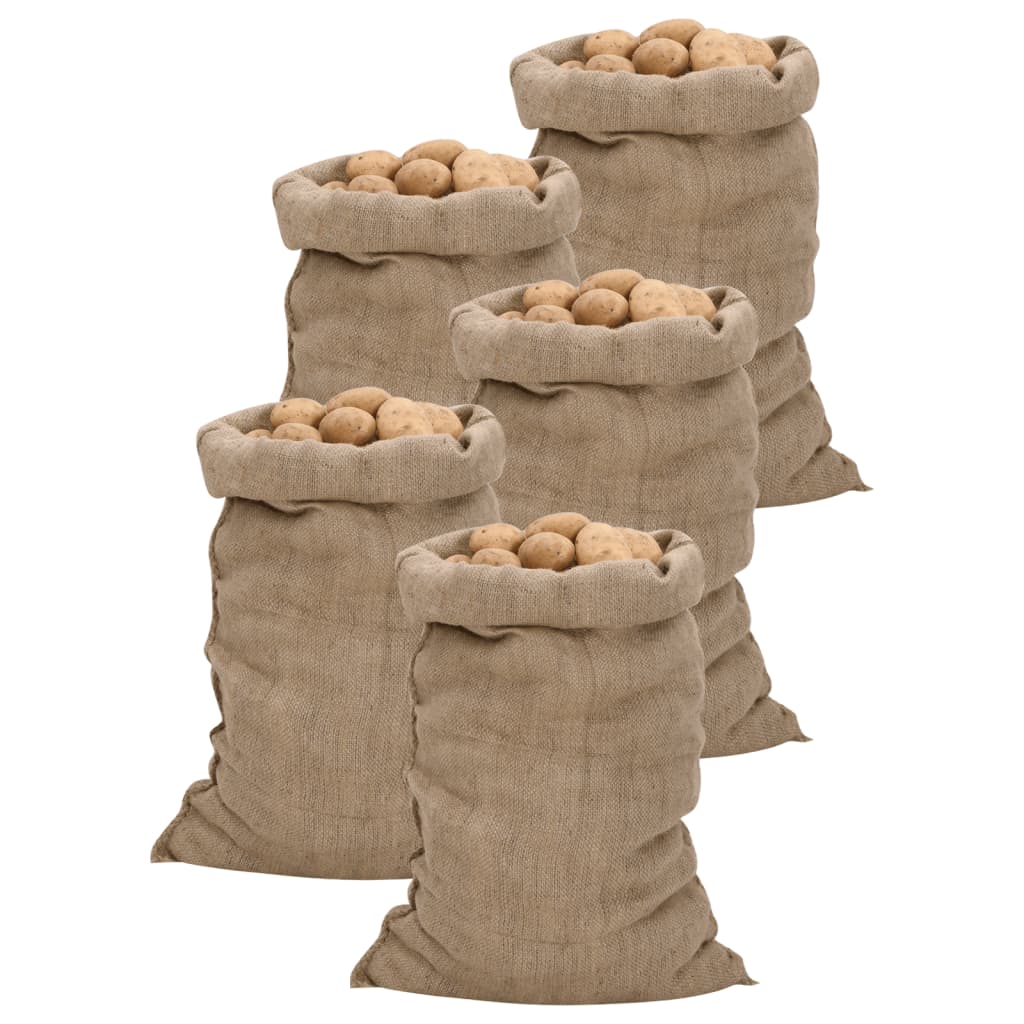 Jutesäcke 5 Stk. 60x105 cm 100% Jute 340 g/m² Jutesäcke 5 Stk. 60x105 cm 100% Jute 340 g/m²