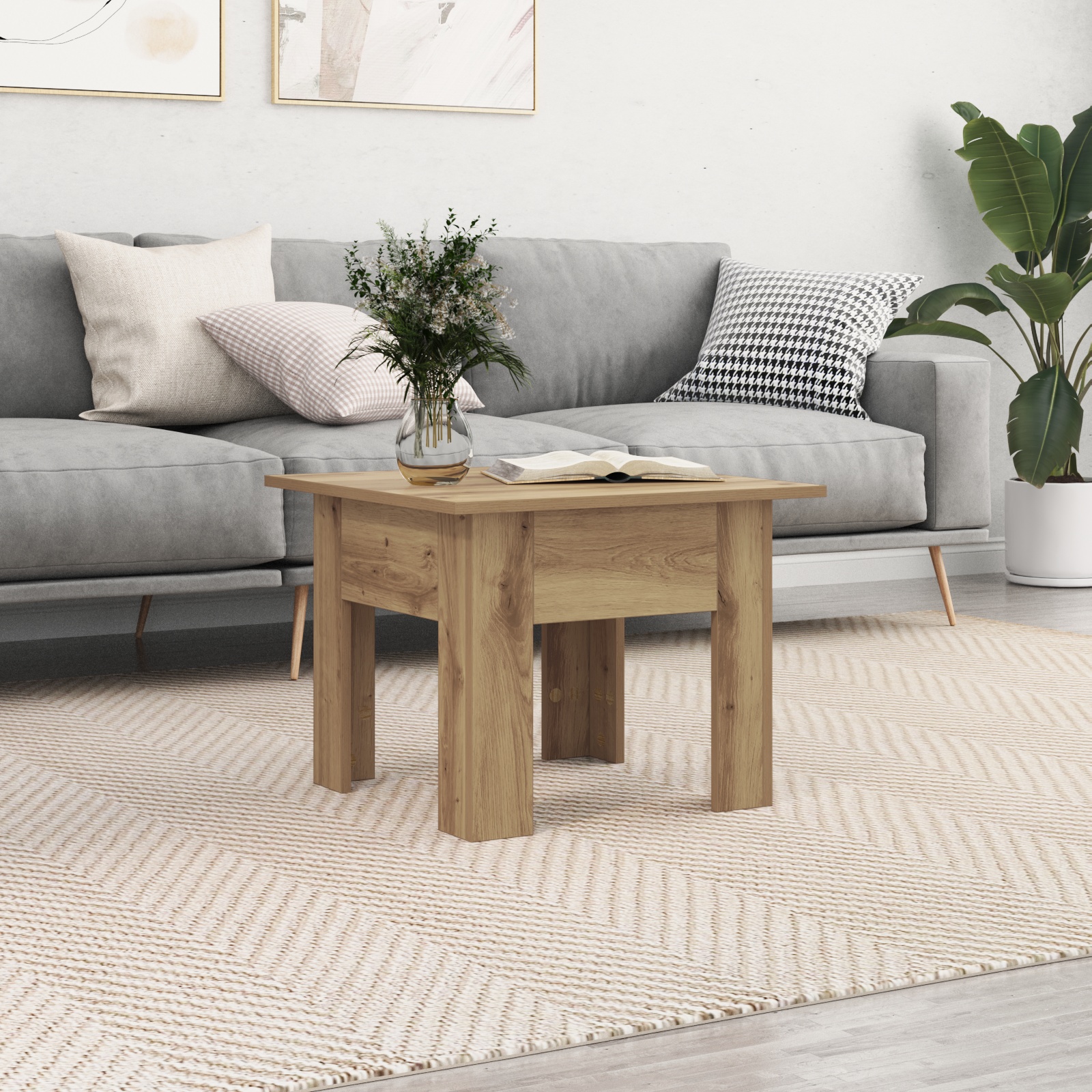 Couchtisch Handwerklich gefertigter Eichenholz 55 x 55 x 42 cm