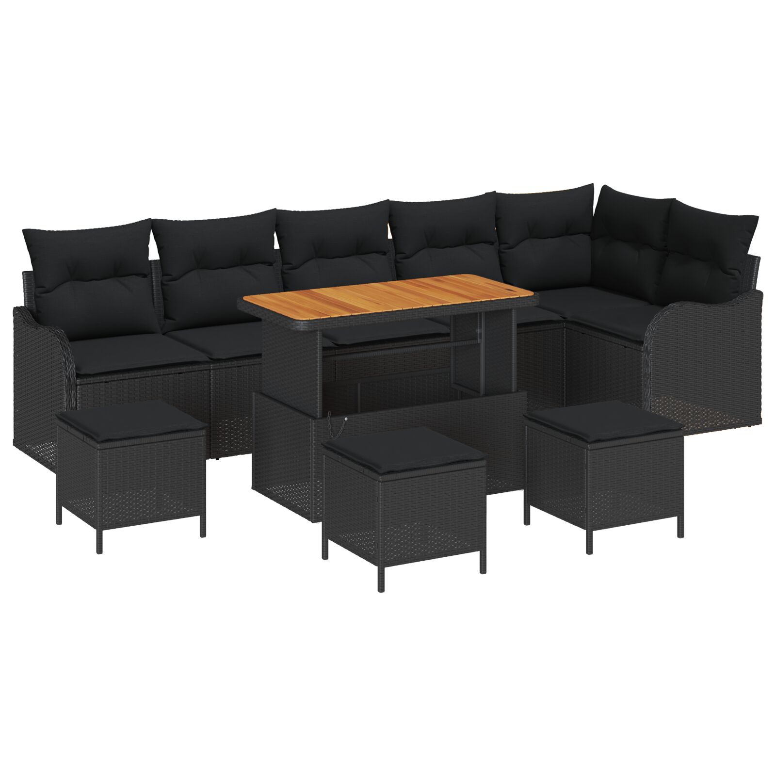 10-teiliges Garten Sofa Set mit Kissen Schwarz Poly Rattan Akazie, 2-Sitzer Garten Sofa mit Kissen Schwarz Poly Rattan, 4-teiliges Garten Esstisch Set mit Kissen Schwarz Poly Rattan Akazie 10-teiliges Garten Sofa Set mit Kissen Schwarz Poly Rattan Akazie, 2-Sitzer Garten Sofa mit Kissen Schwarz Poly Rattan, 4-teiliges Garten Esstisch Set mit Kissen Schwarz Poly Rattan Akazie