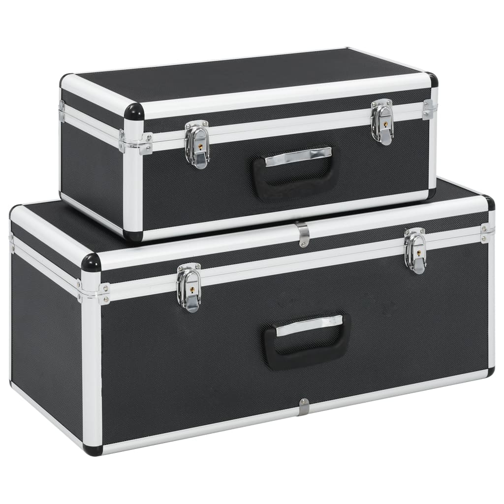 Aufbewahrungskoffer 2 Stk. Schwarz Aluminium Aufbewahrungskoffer 2 Stk. Schwarz Aluminium