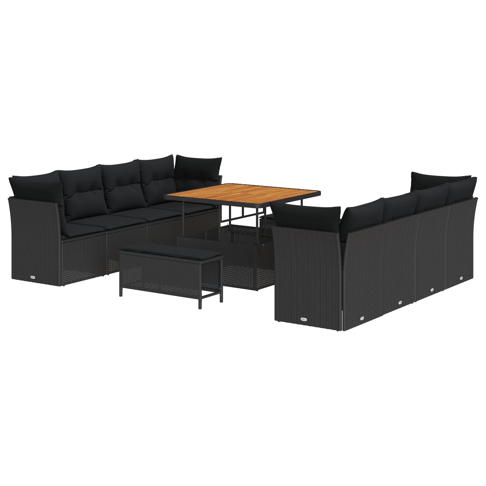 11-teiliges Gartensofa Set mit Kissen Schwarz Poly-Rattan Akazie, 3-teiliges Garten-Ess-Set mit Kissen Schwarz Poly-Rattan Akazie 11-teiliges Gartensofa Set mit Kissen Schwarz Poly-Rattan Akazie, 3-teiliges Garten-Ess-Set mit Kissen Schwarz Poly-Rattan Akazie