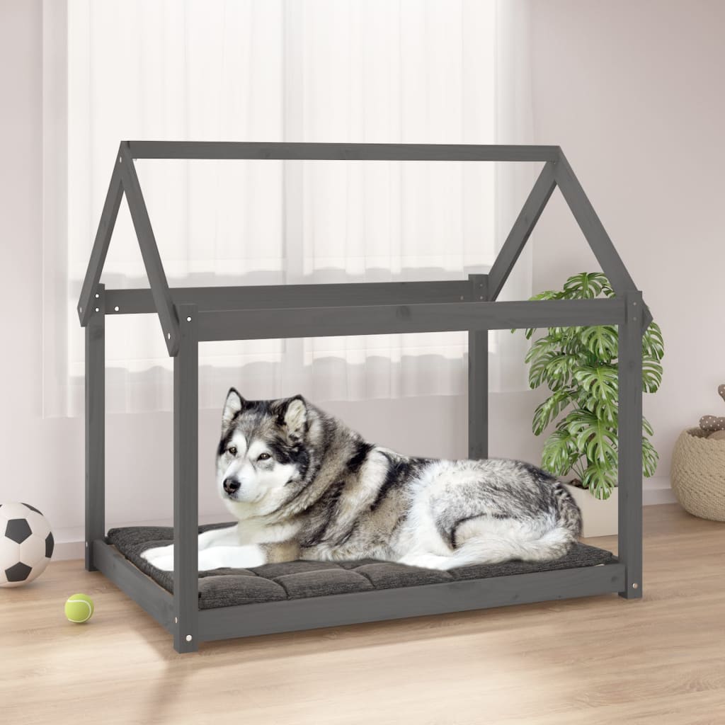 Hundebett Grau 111x80x100 cm Massivholz Kiefer Hundebett Grau 111x80x100 cm Massivholz Kiefer