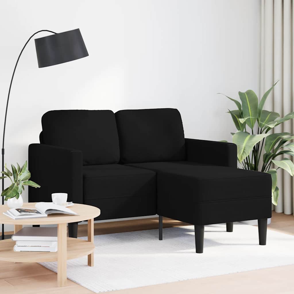 2-Sitzer-Sofa mit Chaiselongue L-Form Schwarz 125 cm Stoff 2-Sitzer-Sofa mit Chaiselongue L-Form Schwarz 125 cm Stoff