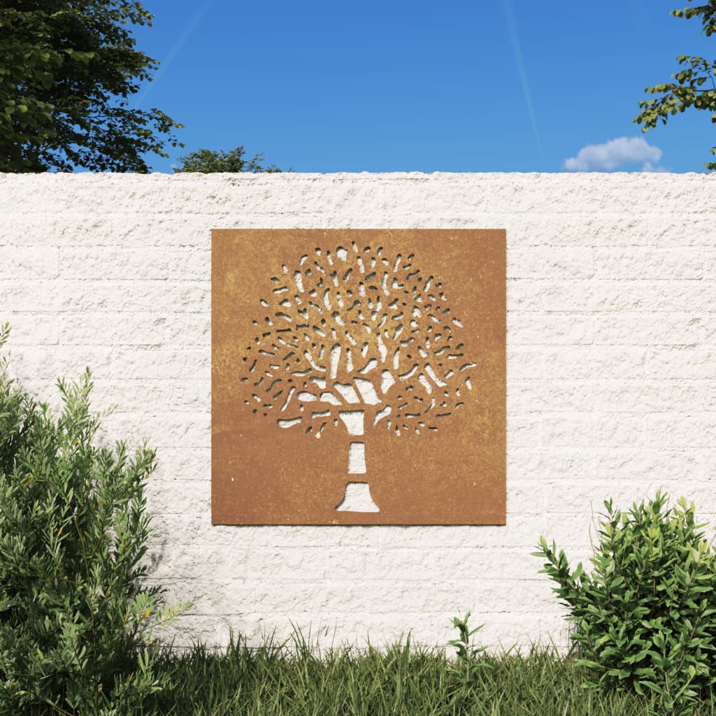 Garten-Wanddeko 55x55 cm Cortenstahl Baum-Design Garten-Wanddeko 55x55 cm Cortenstahl Baum-Design