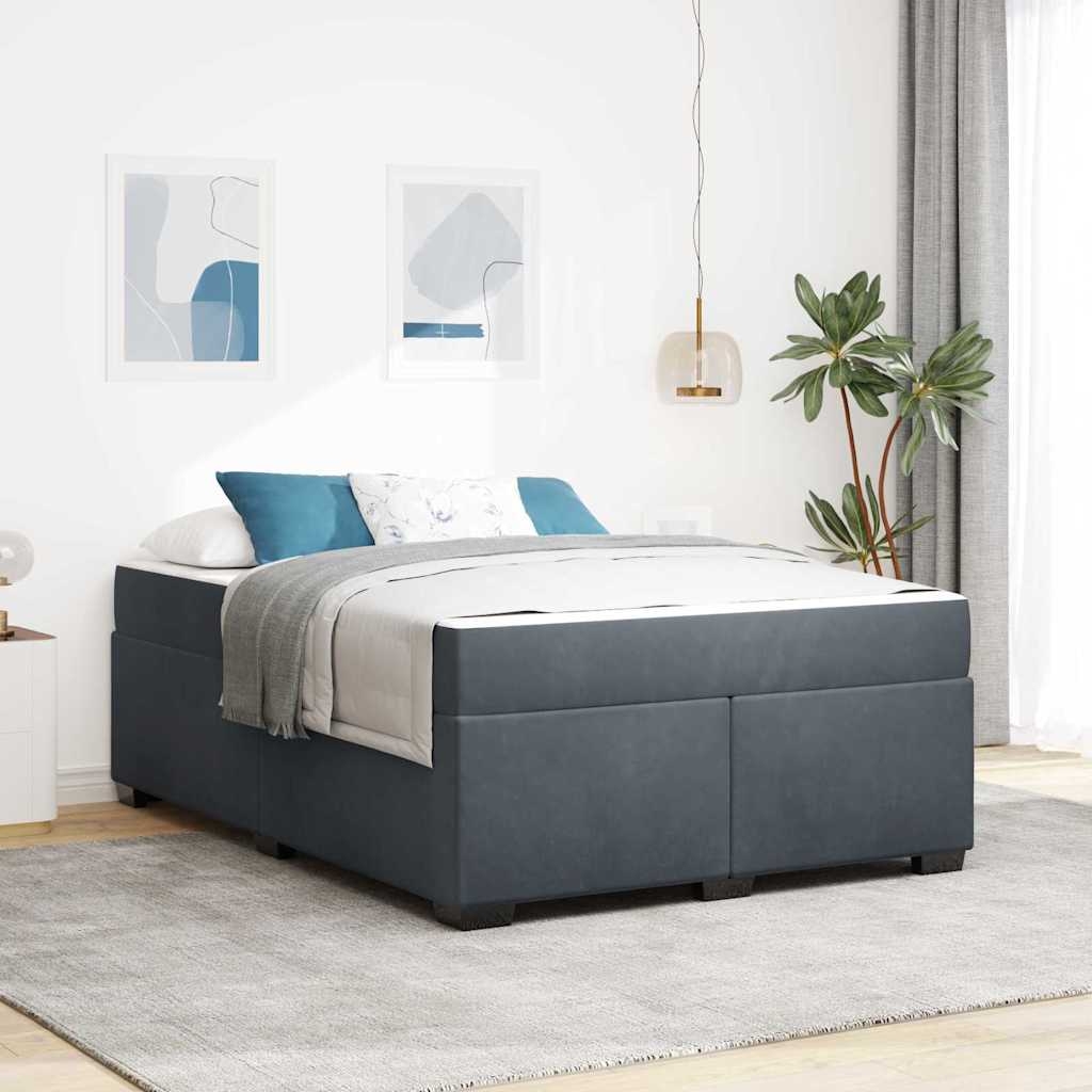 Bettgestell mit Matratze Sonstiges Dunkelgrau 160 x 200 cm Samt