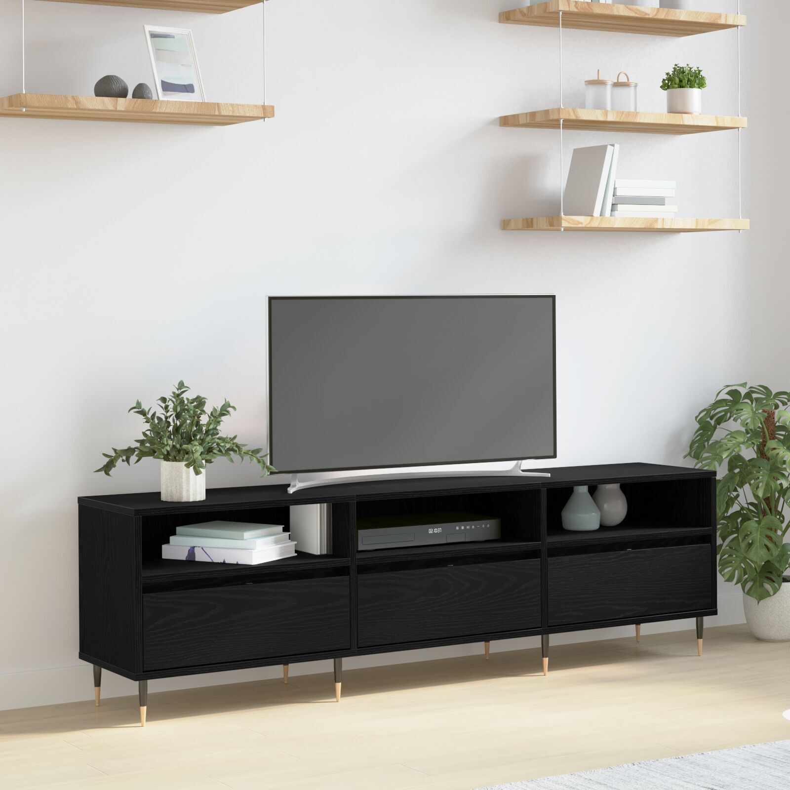 TV-Schrank Schwarz Eiche 150x30x44,5 cm Holzwerkstoff