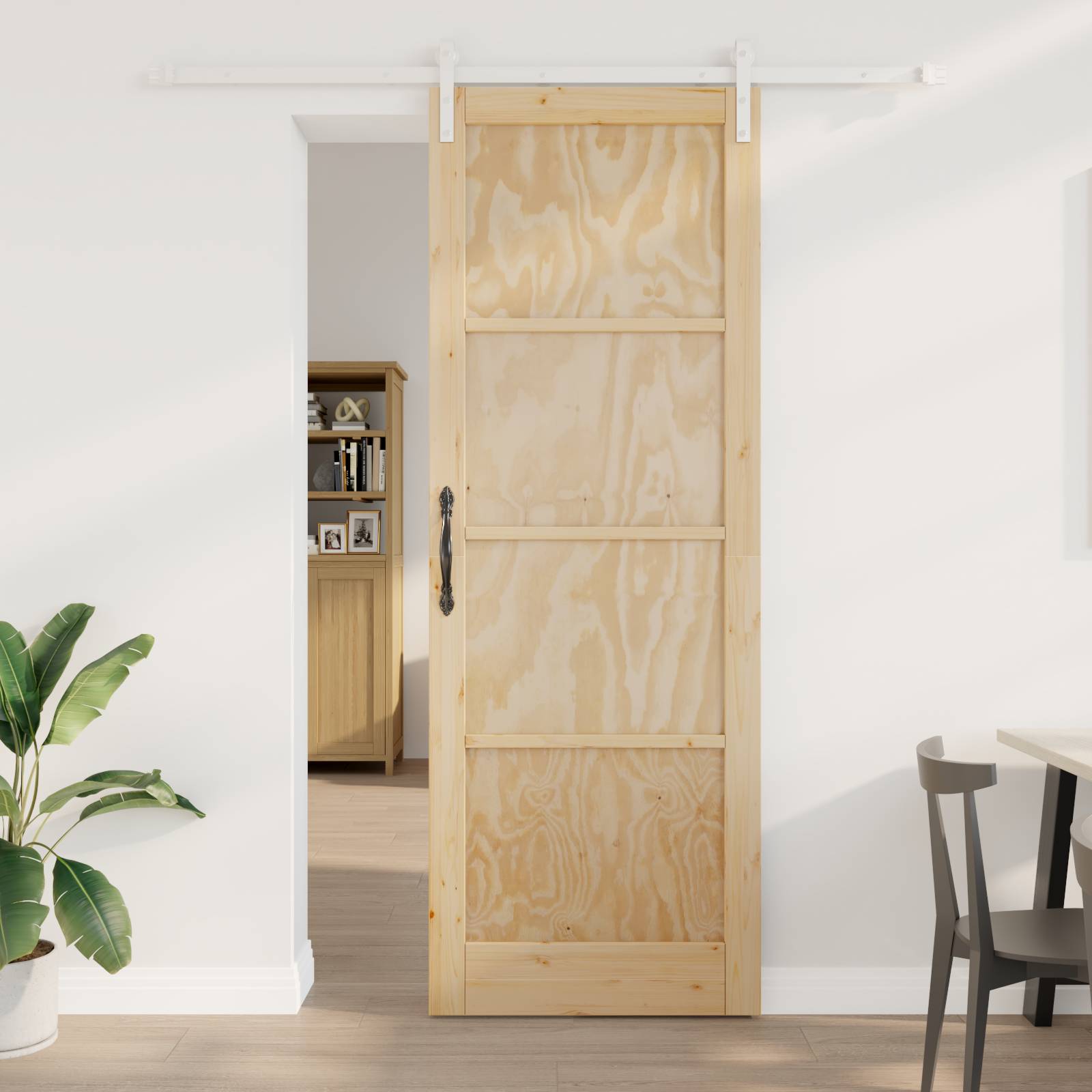 Schiebetür mit Hardware-Set 83x232 cm Massivholz Kiefer