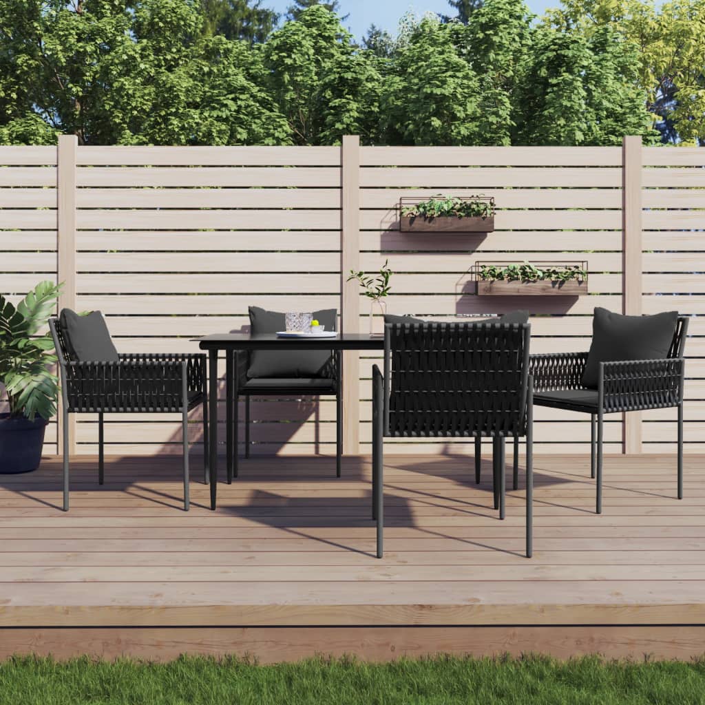 5-tlg. Garten-Essgruppe mit Kissen Poly Rattan und Stahl 5-tlg. Garten-Essgruppe mit Kissen Poly Rattan und Stahl