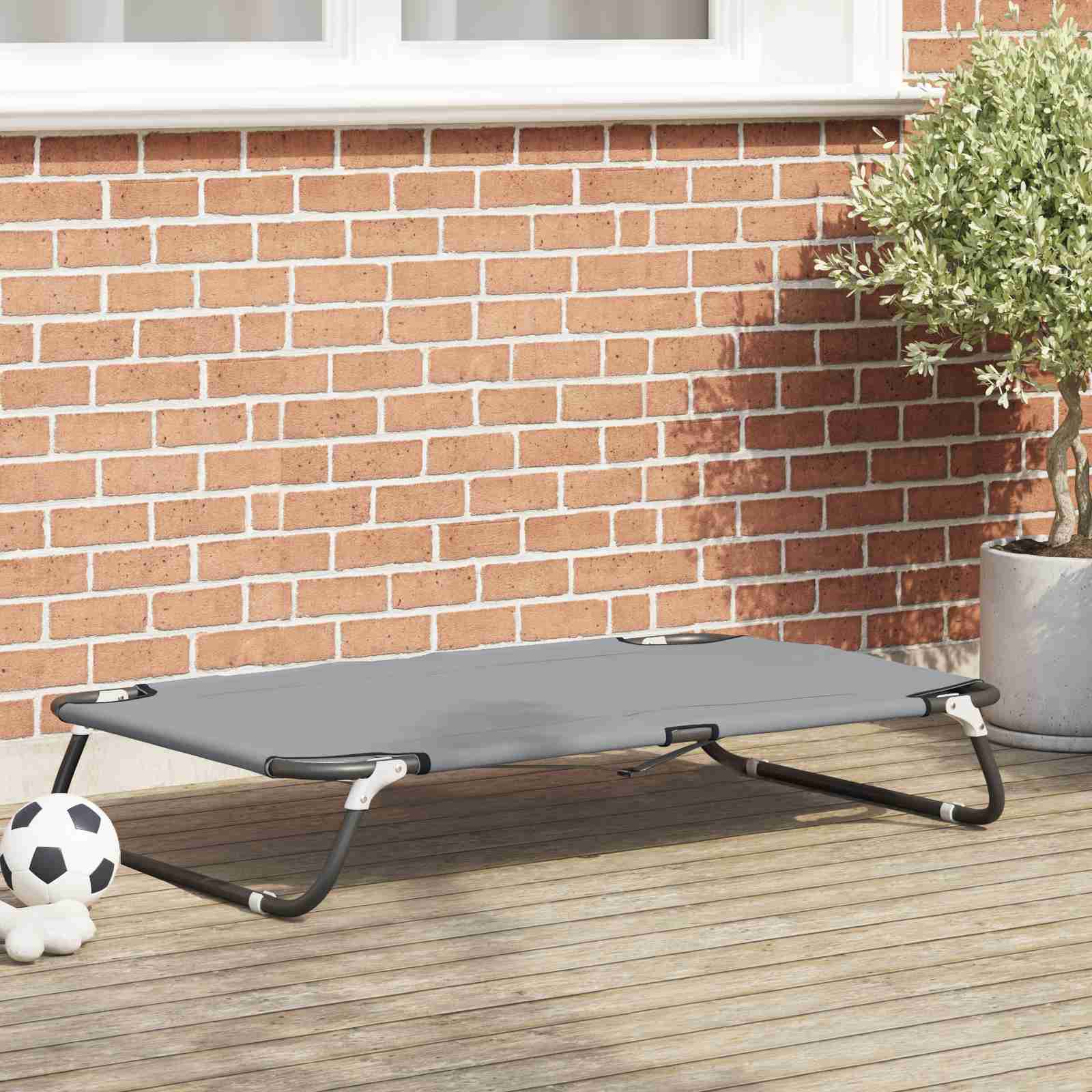 Hundebett Faltbar Hellgrau Metallrahmen, Stoffbett 90 x 55 x 18 cm Hundebett Faltbar Hellgrau Metallrahmen, Stoffbett 90 x 55 x 18 cm