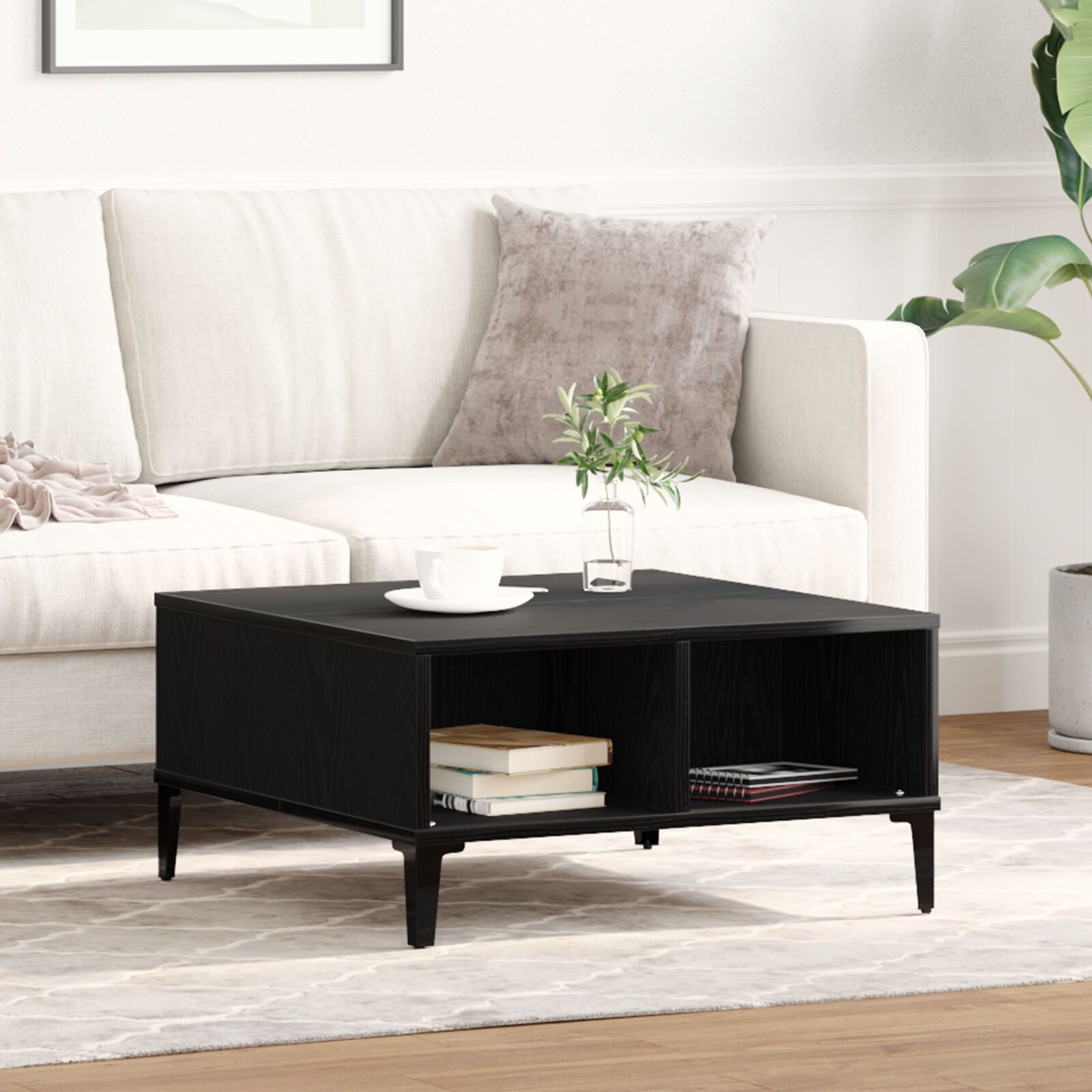 vidaXL Couchtisch Schwarz Eiche 60x60x30 cm Holzwerkstoff