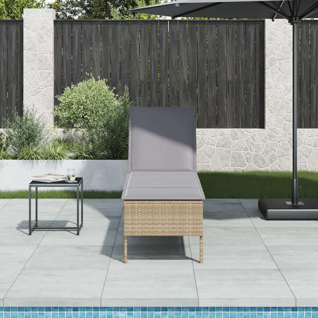 Sonnenliege mit Auflage Beige 55x200x44 cm Poly Rattan Sonnenliege mit Auflage Beige 55x200x44 cm Poly Rattan